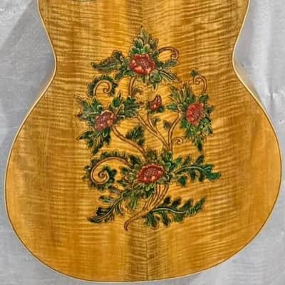 Blueberry Handmade Jumbo Size Acoustic Guitar Floral Motif - Mango Wood Body and Top image 10