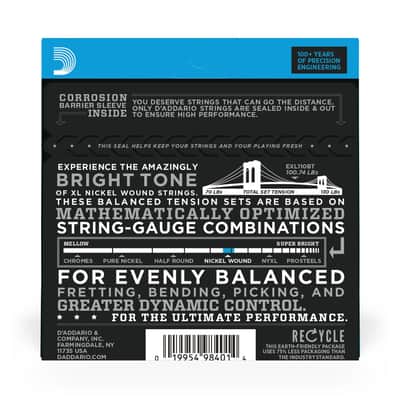 D'Addario XL Nickel Wound Strings, Regular Light, Balanced Tension 10-46, EXL110BT image 2