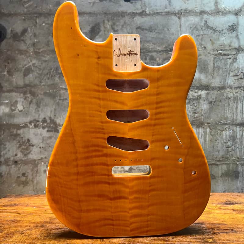 Warmtone CG SSS Strat Style Guitar Body Flamed Maple “Sun” 4.7lbs image 1