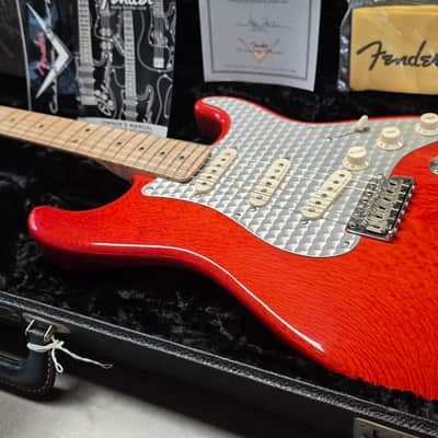 Fender Lacewood Stratocaster Custom Shop NAMM UK Showcase Tour American USA Orange Strat Turned Aluminum Aluminium Pick Guard 1 of 1 Electric Guitar image 2