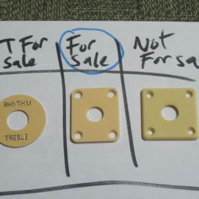 used (has some nicks & scratches) unknown brand CREME PLASTIC RECTANGLE Jack Plate + nickel finish SCREWS (refer to measurements in description) flat - but will flex when installed, might fit Epiphone LP 100 model guitar (NO guitar included) image 12