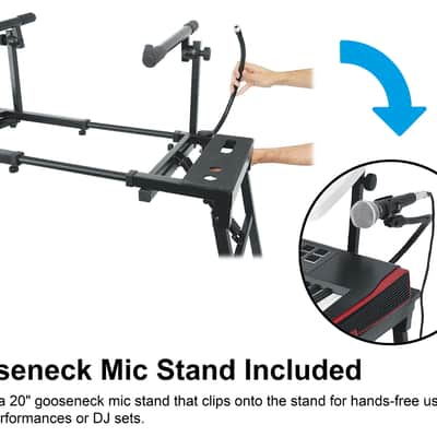 Rockville PKS44 2-Tier Keyboard/DJ Stand+Table Attachment+Gooseneck Mic Stand image 5