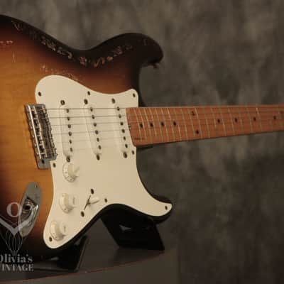 original 1957 Fender Stratocaster Sunburst w/orig. tweed case image 9