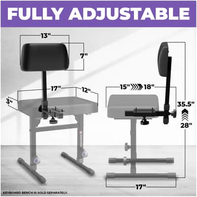 Liquid Stands Adjustable Backrest for Keyboard Bench - Compatible with MS1083 and MS1086 - Music Keyboard Bench Seat Accessory (Backrest Only) image 3