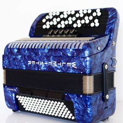 NEW Weltmeister Romance 703 5 Rows Chromatic Button Accordion, made in Germany, 96 Bass buttons, B-Gripp, Blue, incl. Straps and Case, Shipping from USA image 5