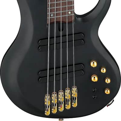 Ibanez BTB605LM Bass Workshop Multi-Scale 5-String Bass Guitar, Rosewood Fingerboard, Black Flat image 1