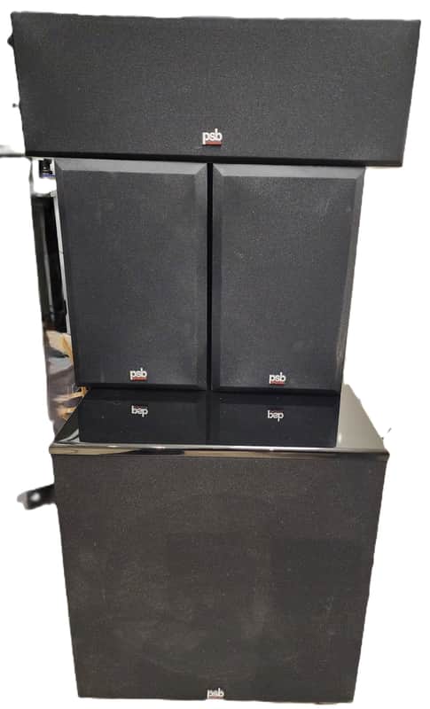 PSB Subsonic III Subwoofer, 200C Center, Amazing Alpha Pair-Home Theatre Bundle