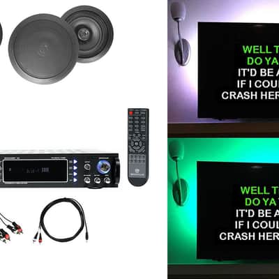 Rockville RPA70WBT Bluetooth Karaoke Amplifier+4) 8" Black Ceiling Speakers+Mics image 12