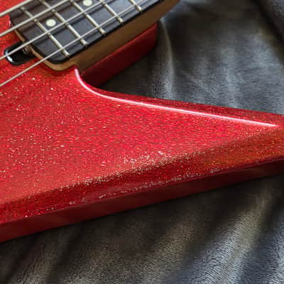 1984 Ibanez DB700 Destroyer 4 String Vintage Japan Electric Bass - Custom Red Sparkle Finish + OHSC image 3