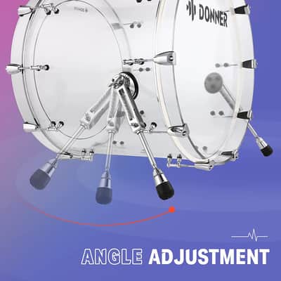 (Accept Offers) Donner DDS-1000 Crystal 22-inch 5-Drum Set for Adults Transparent+White image 3