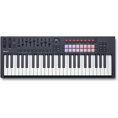 Novation FLkey 2 49 — 49-Key MIDI Controller Keyboard for FL Studio. Make Beats with Semi-Weighted Keys, USB, Pitch & Mod Wheels, 16 Drum Pads, and Arpeggiator — Inc. 6 Months of FL Studio image 1