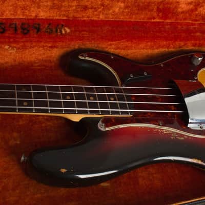 Fender Precision Bass Solid Body Electric Bass Guitar (1964), ser. #L38032, original black tolex hard shell case. image 14