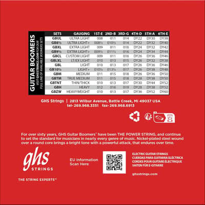 GHS BOOMERS String Set For Electric Guitar - GB-XL - Extra Light - 009/042 image 9