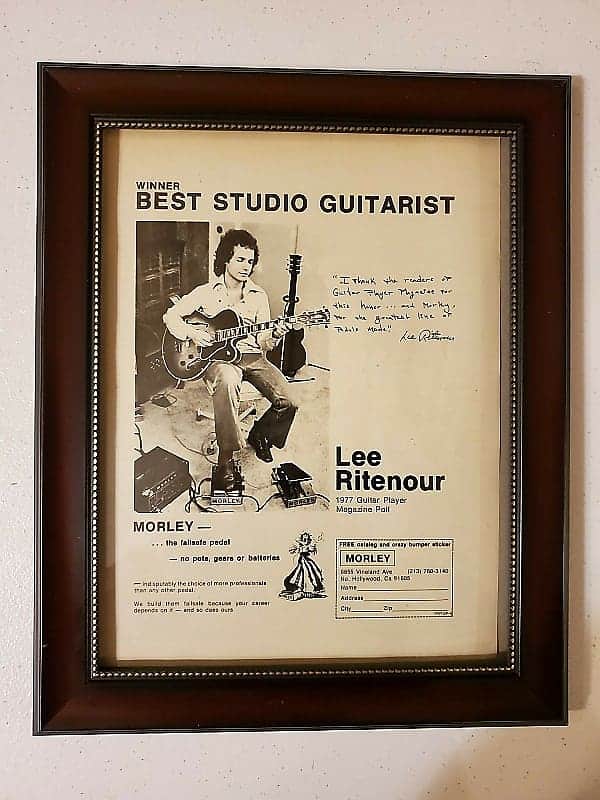 1978 Morley Pedals Promotional Ad Framed Lee Ritenour Gibson Byrdland Electric Guitar Original image 1