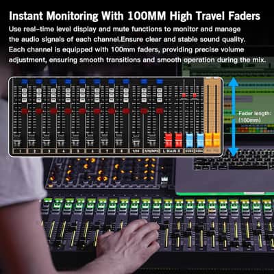 TKLBLS LA60 Professional Audio Mixer, 16 Channel Sound Board Mixing Console, Dual DSP image 7