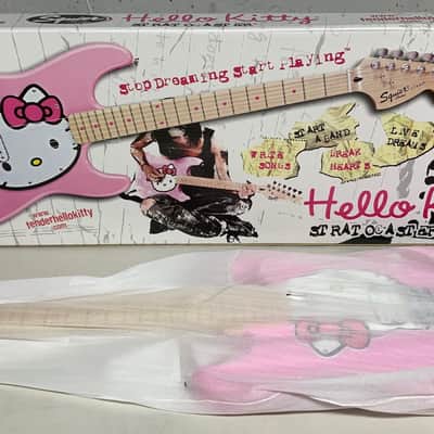Fender Squier Hello Kitty Stratocaster w/matching gig bag, strap, original box Pink 2005 Rare Like image 1