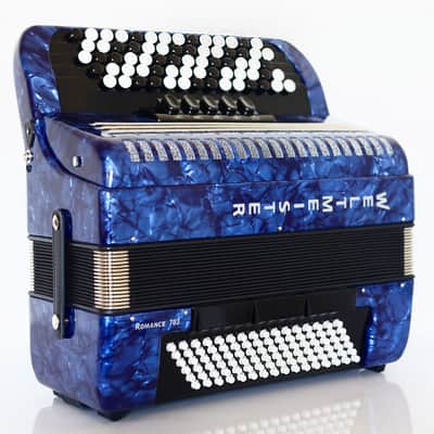 NEW Weltmeister Romance 703 5 Rows Chromatic Button Accordion, made in Germany, 96 Bass buttons, B-Gripp, Blue, incl. Straps and Case, Shipping from USA image 4