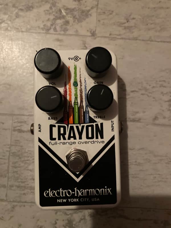 Electro-Harmonix Crayon 69 Full-Range Overdrive 2015 - Present - White with Vertical Crayons image 1