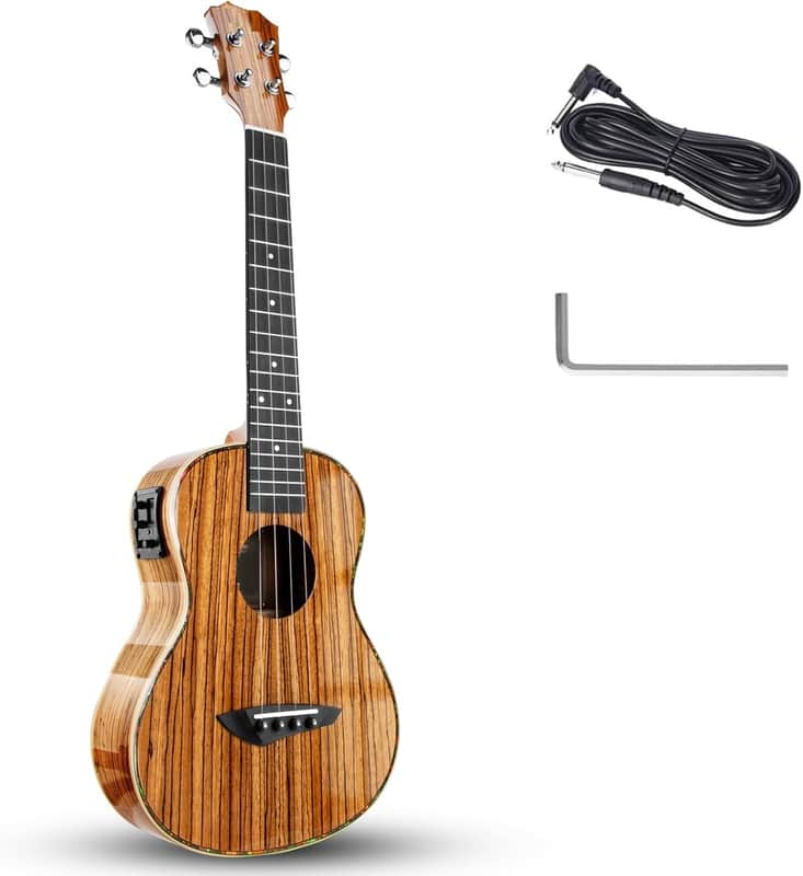 Minor Imperfections - 26inch Zebrawood High Gloss Tenor Electric Professional Ukulele image 1