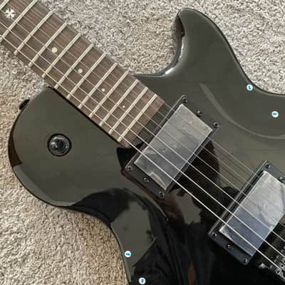 LAG Glossy Black HH Electric Guitar, Solid Mahogany Body, Mahogany Neck, Rosewood Fretboard image 9