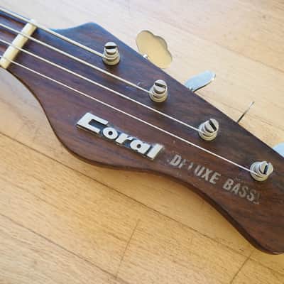 1965 Danelectro Coral Deluxe Vintage Electric Bass Guitar Fiesta Red Full Scale image 4
