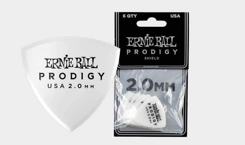 2.0mm White Shield Prodigy Picks 6-Pack - Precision Machined High-Density Non-Slip-Textured Delrin Sharp-Attack Design image 1