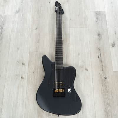 ESP LTD AW-XJ7 Baritone EverTune 7-String Guitar, Macassar Ebony Fretboard, Black Open Grain Satin image 3