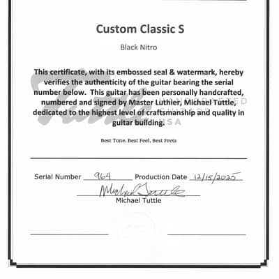 Tuttle Custom Classic S Black Nitro / Rosewood image 6