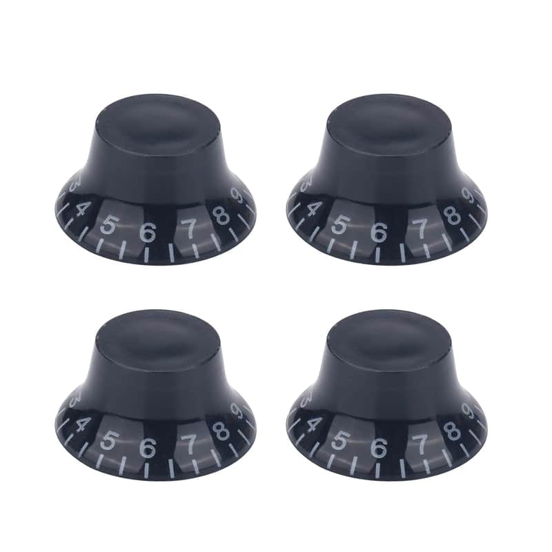4Pcs Metric Lp Style Electric Guitar Knobs Black Bass Speed Volume Tone Control Knob Lp Style Electric Guitar Parts Replacement (Hat) image 1