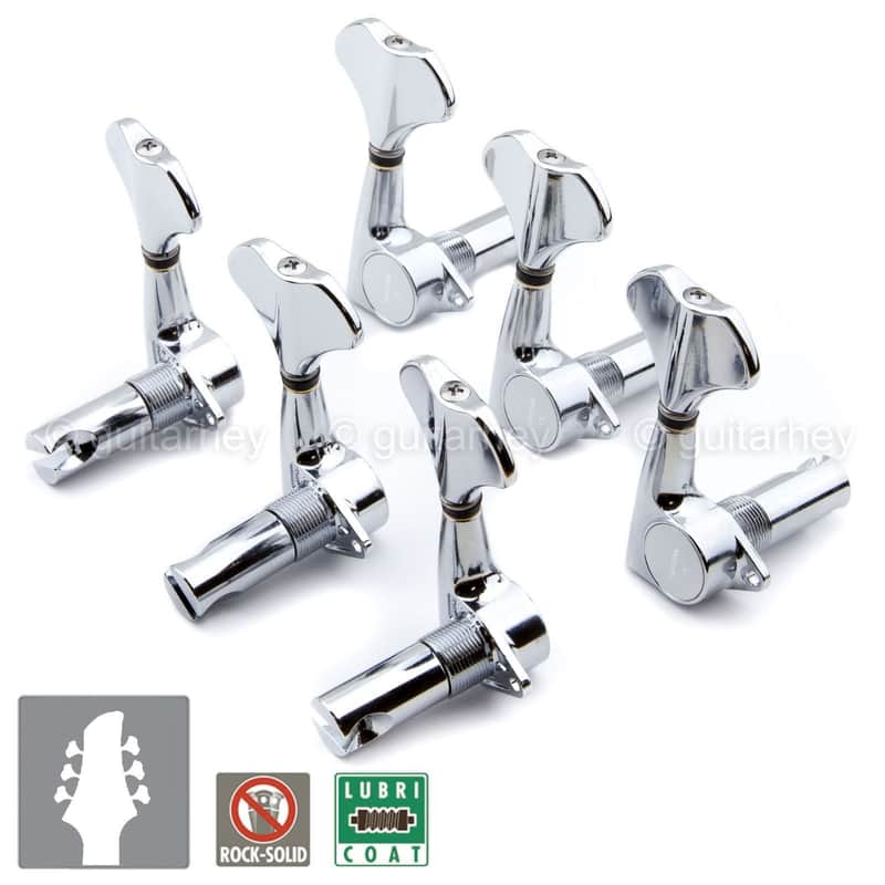 NEW Gotoh GB707 6-String Bass Machine Heads Set TUNERS w/ Screws 3x3 - CHROME image 1