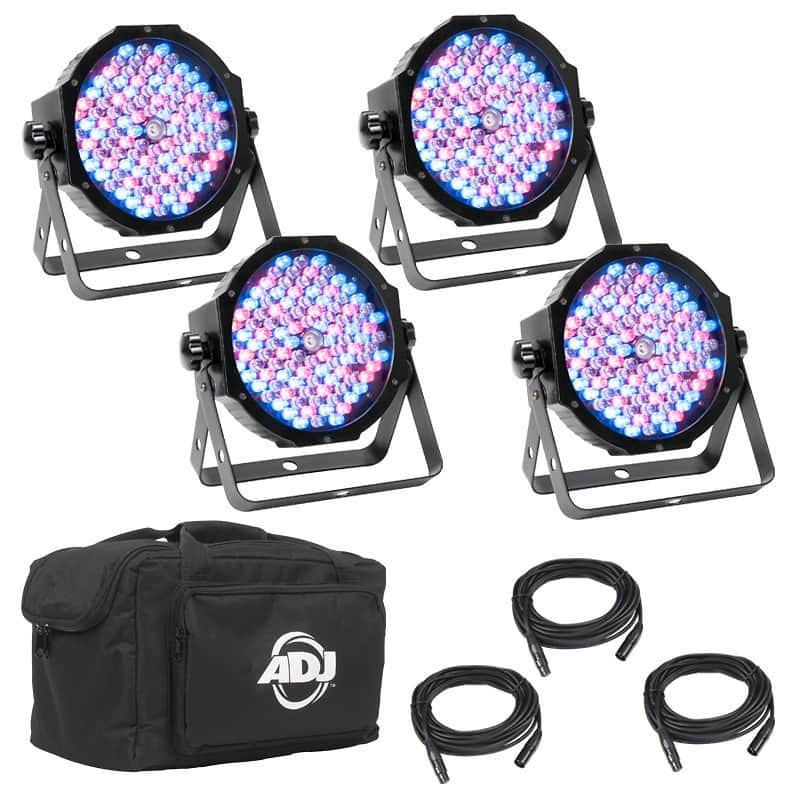 American DJ MEG555 Mega Flat Pak (4x) LED Par Light System w/ Cables, Bag image 1