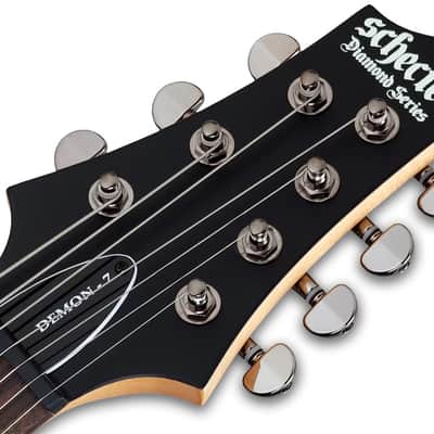 Schecter Demon-7 Electric Guitar - Aged Black Satin (3662) image 9