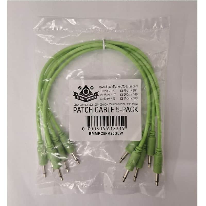 Black Market 3.5mm TS Mini-Jack Plug Patch Cables (25cm/glow in the dark/pack of 5) image 1