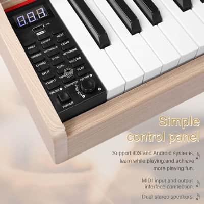 Ukscs 88 Key Standard Full Weighted Keyboards Digital Piano with Metal Stand, Power Adapter, Triple Pedals, Headphoneï¼Œfor All Experience Levels Natural Technology Wood image 2