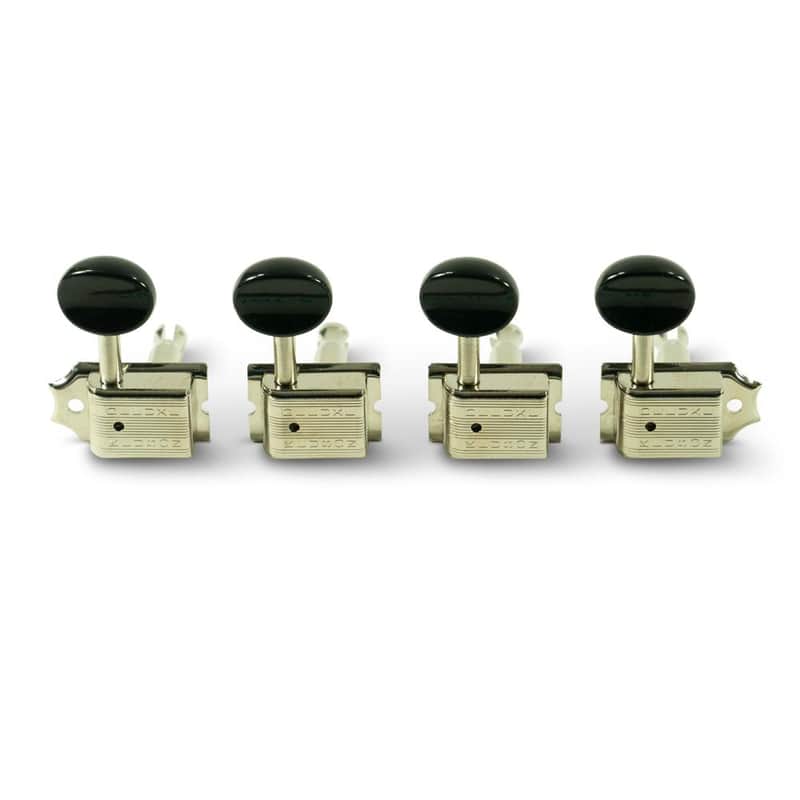 Kluson 4 In Line Deluxe Series Tuning Machines For Ukulele With Black Plastic Button image 1