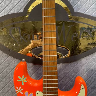 Schecter Nick Johnston "Thumper" FretWerx In-USA Setup and Fret Polish 2020's HSS - Orange w/ Custom Vinyl Flowers image 8