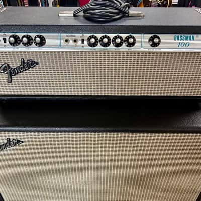 Vintage 1976 Fender Bassman 100 Silverface Tube Amp Head & Speaker Cabinet image 2