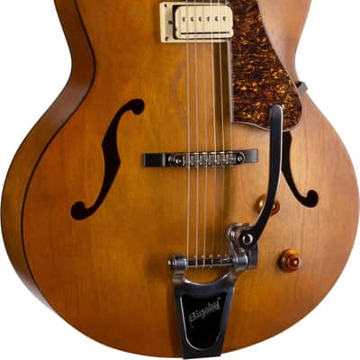 Godin 5th Avenue Jumbo P-Rail Hollowbody Electric Guitar, Rosewood Fingerboard, Harvest Gold image 1