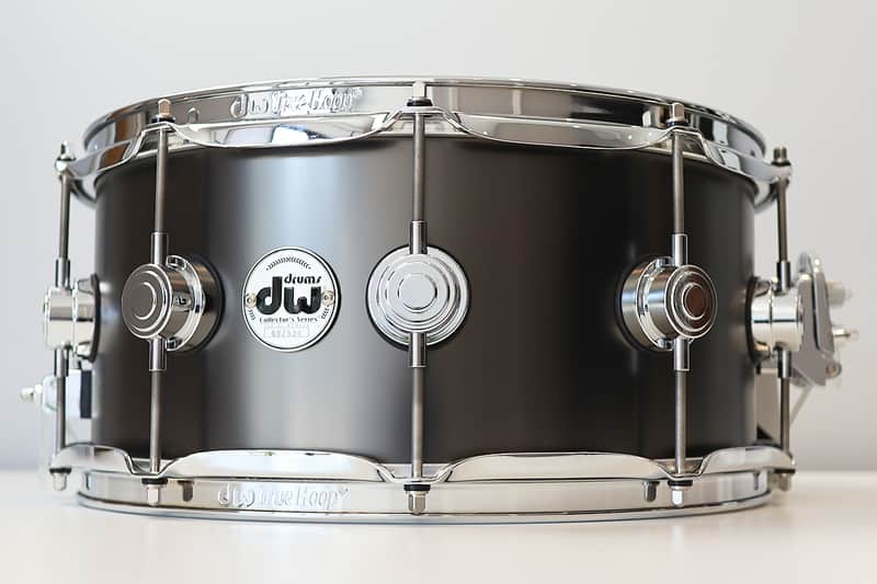 DW Collectors Satin Black Over Brass 6.5" x 14" Snare Drum w/ VIDEO! image 1
