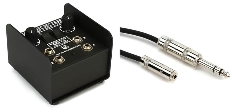 Pro Co HJ4P 4-channel Headphone Junction Box  Bundle with Pro Co BPBQMBF-10 Excellines 3.5mm TRS Female to 1/4-inch TRS Male Cable - 10 foot image 1