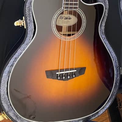 D'Angelico Premier Mott Grand Auditorium Cutaway Acoustic Bass with OHSC and Electronics 2010s - Vintage Sunburst image 9