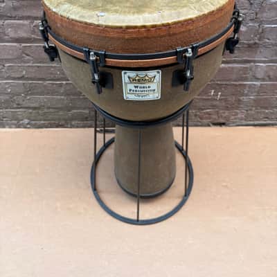 Remo World Percussion 14" Key-Tuned Djembe w/ Stand & Drum Key - 25" Tall - Head Needs Replacement - Made in USA image 3