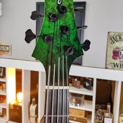 F Bass BN5 Burled Maple Top with Matching Headstock, Transparent Fade Green Gloss! image 4