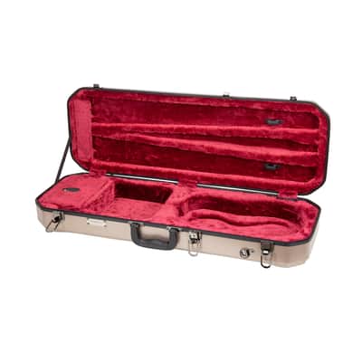 Crossrock 4/4 size Violin Case | ABS Molded Hardshell with Interior Compartment, 2 Bow Holders, Security Lock, and Detachable Straps-Champagne image 3