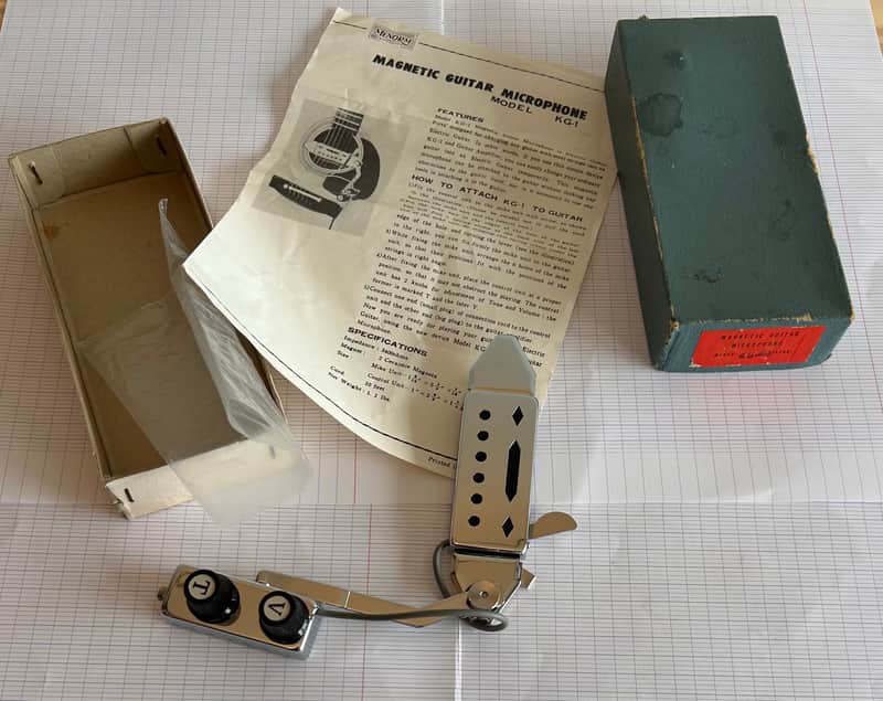 Menorm  KG-1 Acoustic Guitar Soundhole Pickup 70s - Chrome  MINT Condition in Box with Users Manual Leaflet. image 1