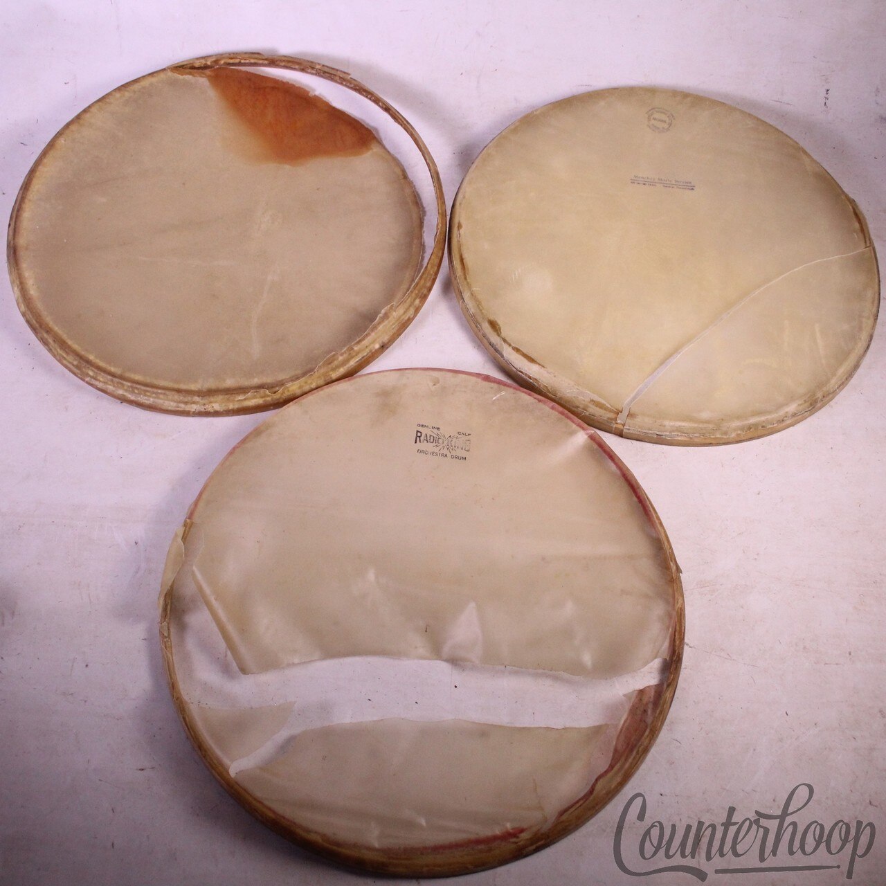 3x 15" Calf Skin Snare Drum Resonant Slunk Heads-Slingerland Radio King,Ludwig,+ — main photograph