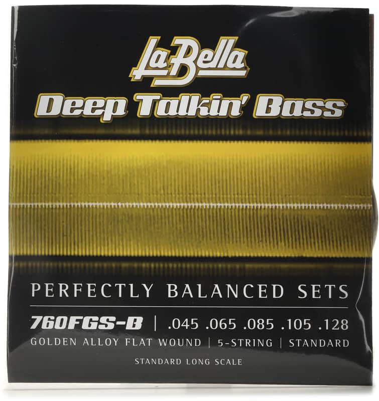 La Bella 760FGS-B Deep Talkin' Bass Gold Flats Electric Bass Guitar Strings - .045-.128 5-string image 1