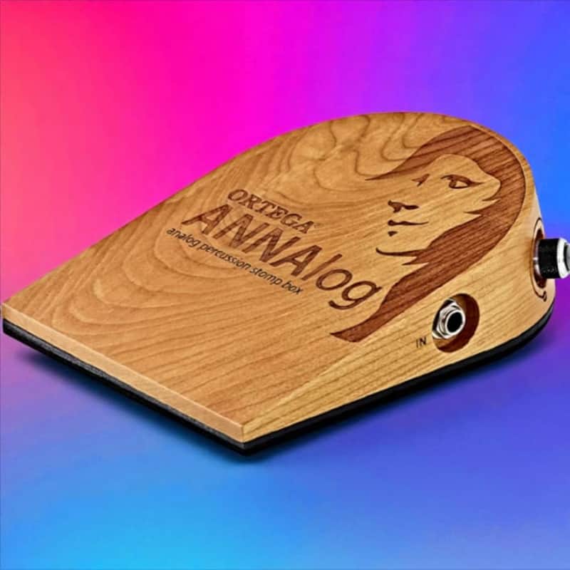 Ortega Analog Stomp Box â€“ Natural Wood Finish, Passive Percussion Effect Pedal for Guitarists & Solo Performers image 1
