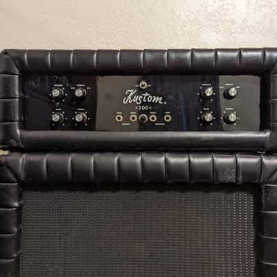 1960s Kustom 200 Solid State Bass/Guitar Amp Head & 2x15" Cabinet Black Tuck'N'Roll image 2