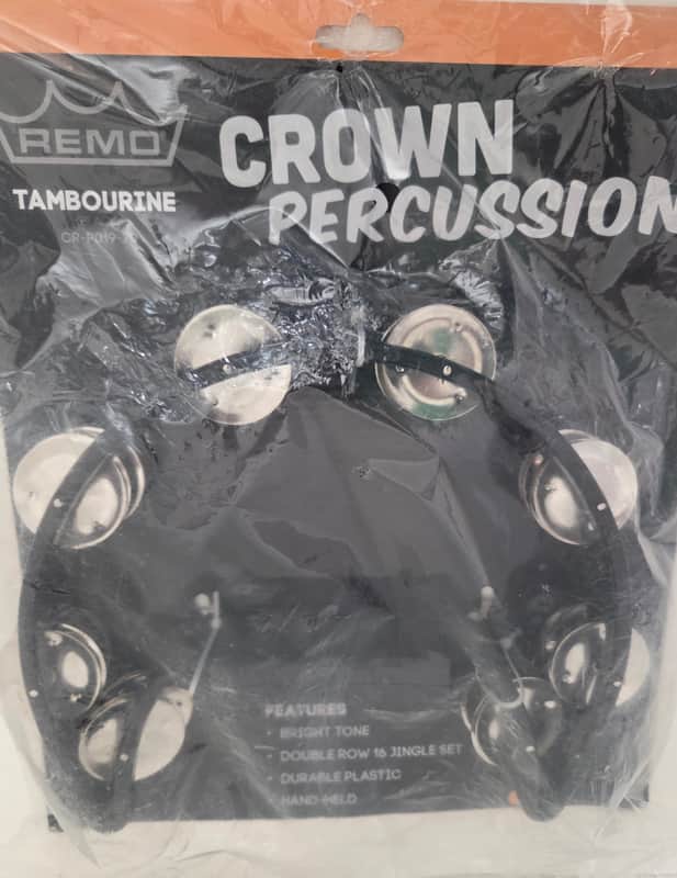 REMO Tambourine 16 jingle, black plastic frame image 1